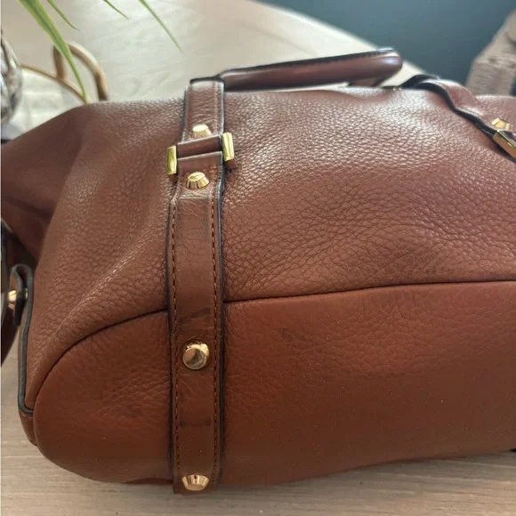 Michael Kors Tan Leather Satchel with Gold Accents - Picture 15 of 16